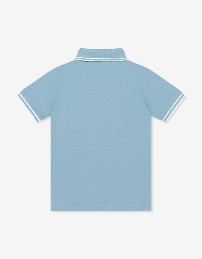 Boys Compass Patch Polo Shirt in Blue