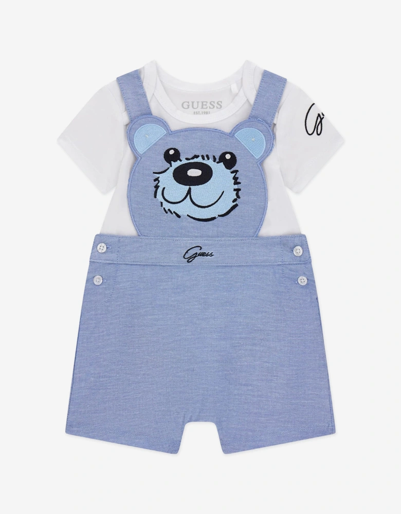Baby Boys Bodysuit and Bear Romper Set in White