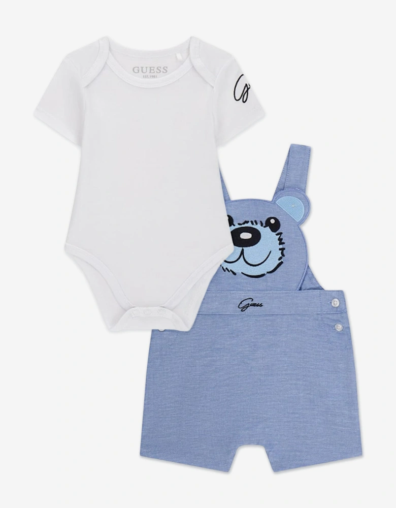 Baby Boys Bodysuit and Bear Romper Set in White