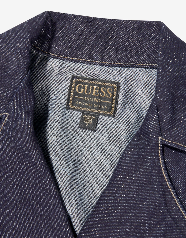 Girls Lurex Denim Jacket in Navy