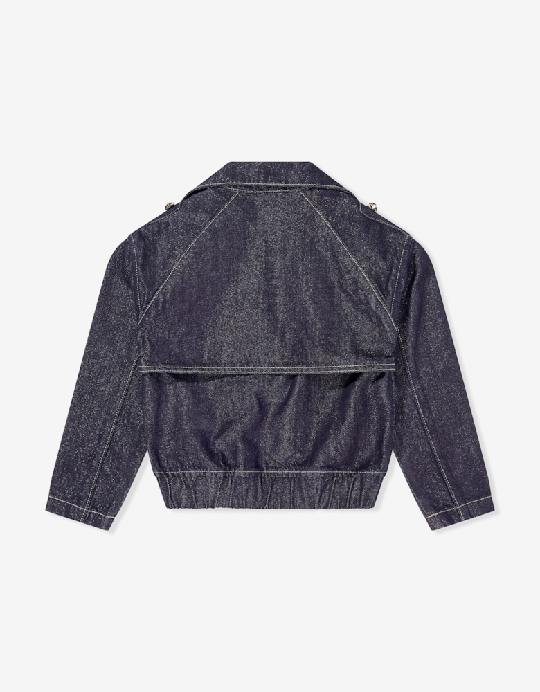Girls Lurex Denim Jacket in Navy