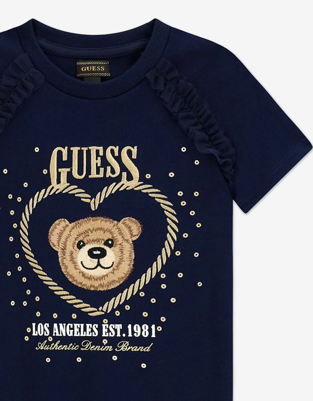 Girls Punto Milano Bear Dress in Navy