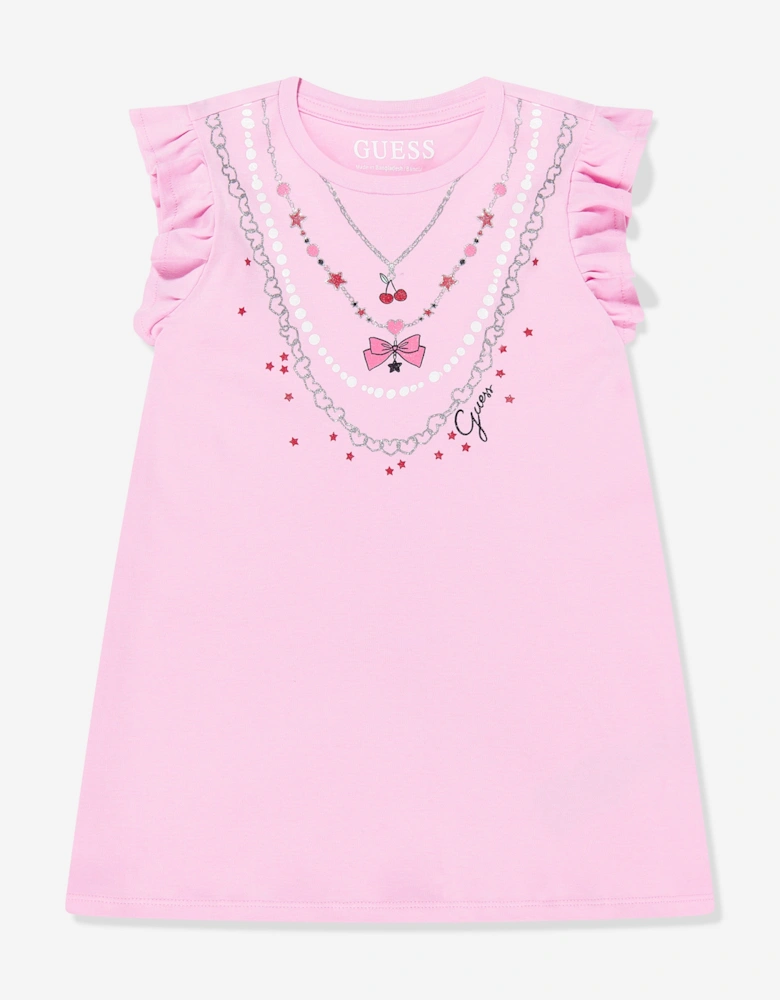Girls Cotton Necklace Dress in Pink