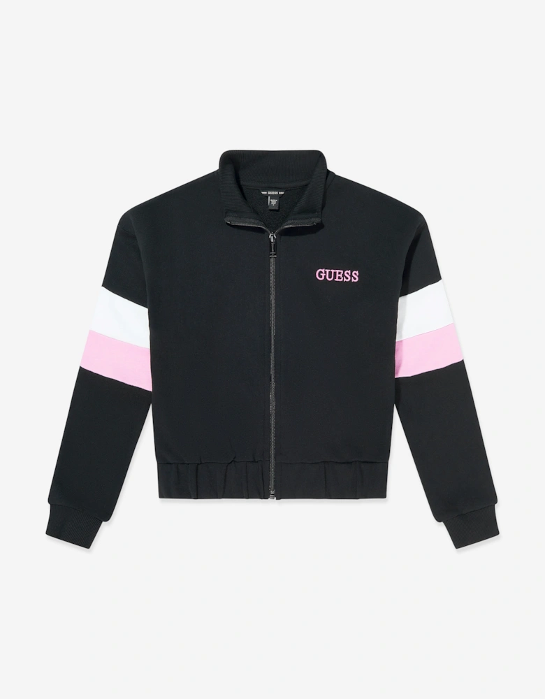 Girls Active Zip Up Top in Black