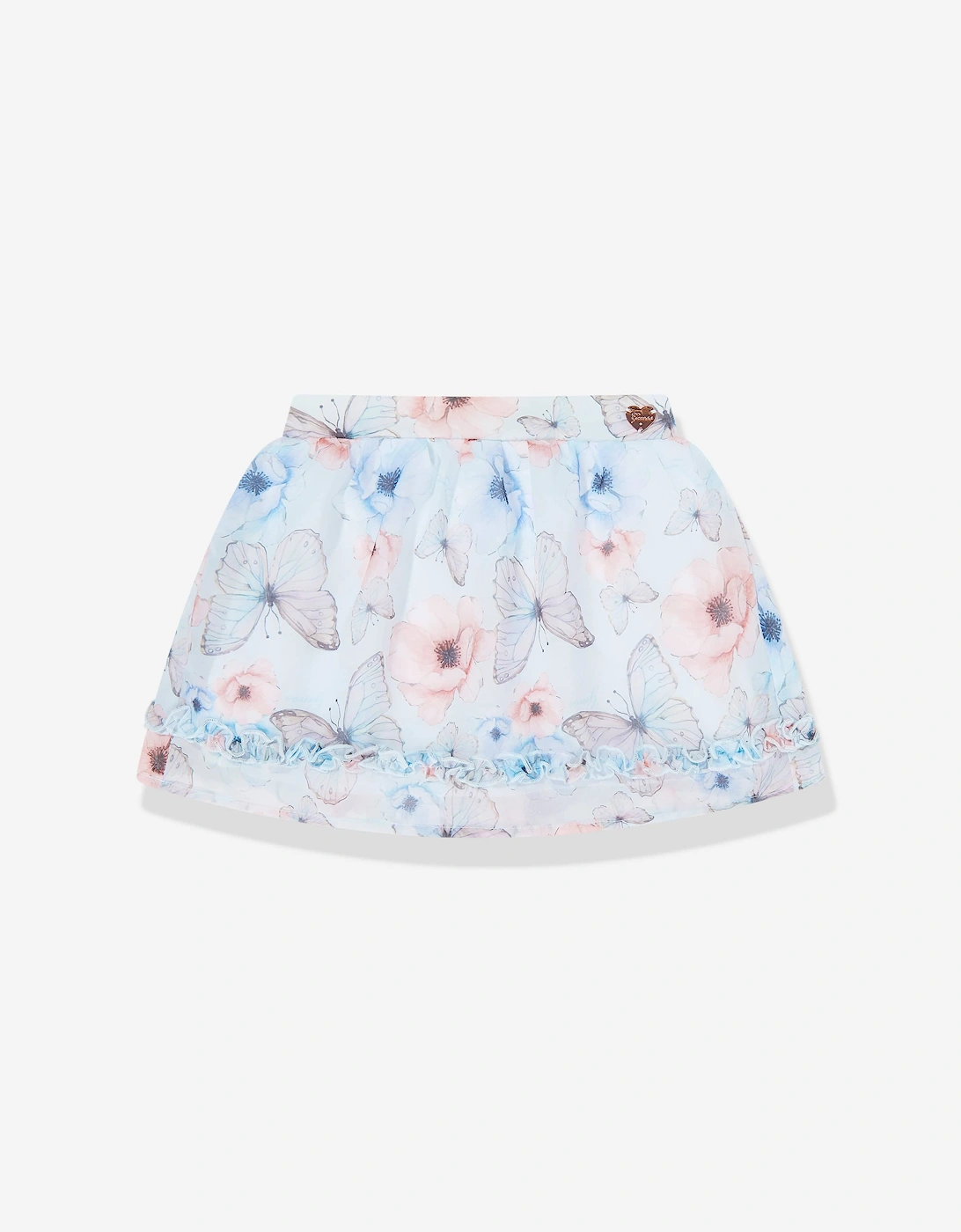 Girls Butterfly T-Shirt and Chiffon Skirt Set in White