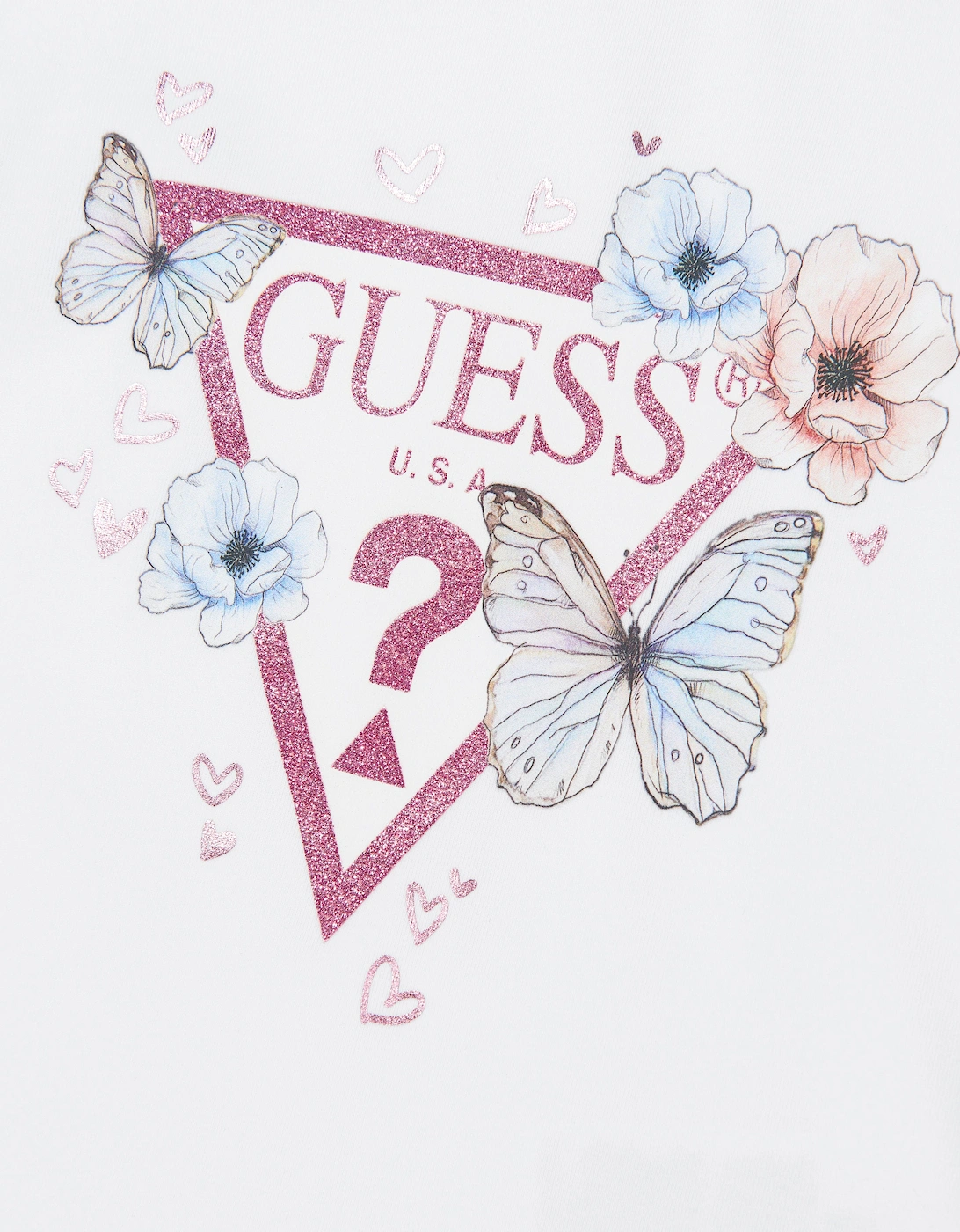 Girls Butterfly T-Shirt and Chiffon Skirt Set in White