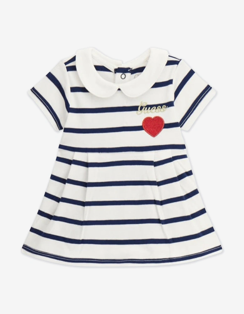 Baby Girls Striped Dress with Booties in Navy