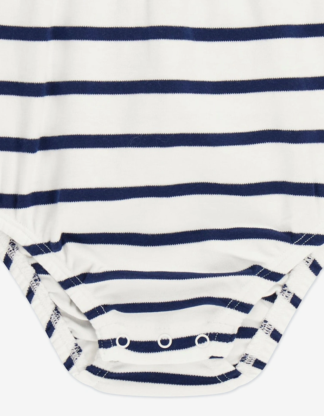 Baby Girls Striped Logo Romper in Navy