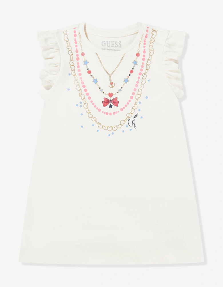 Girls Cotton Necklace Dress in Ivory