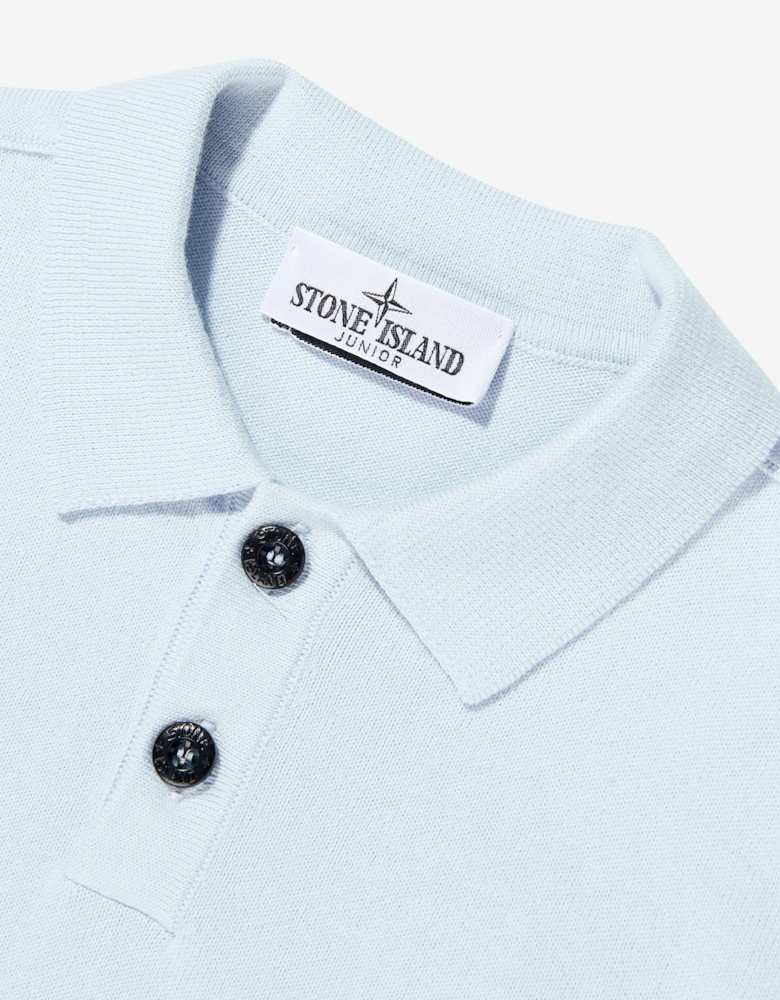 Boys Knitted Long Sleeve Polo Shirt in Blue