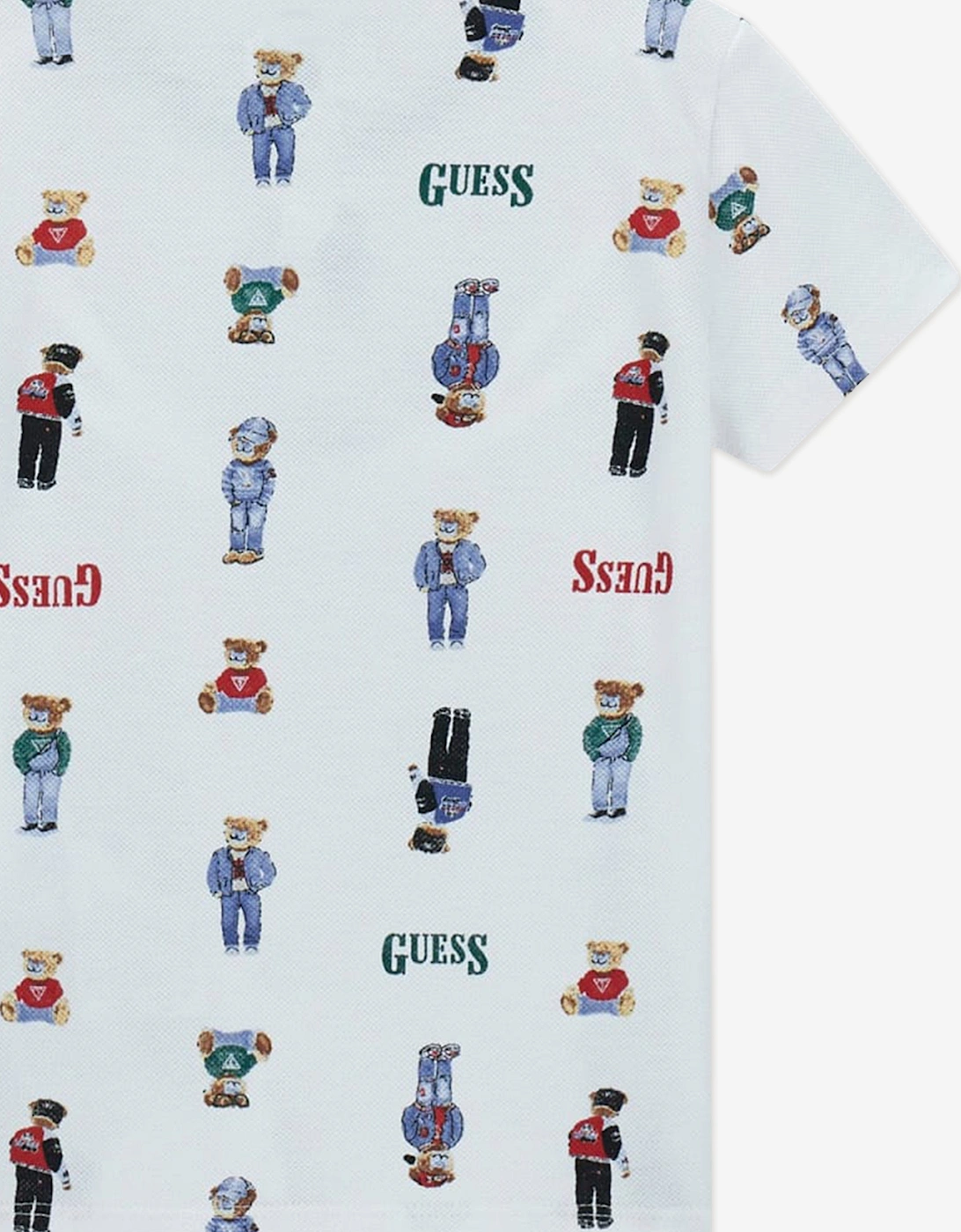 Boys Bear Polo Shirt in White