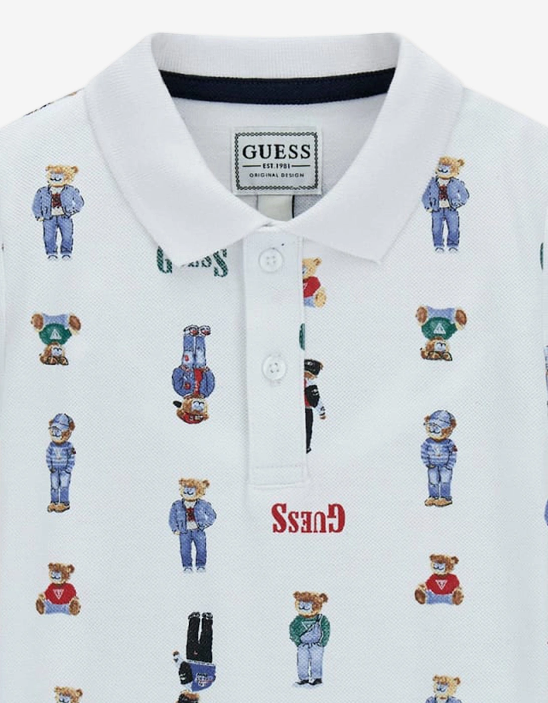 Boys Bear Polo Shirt in White