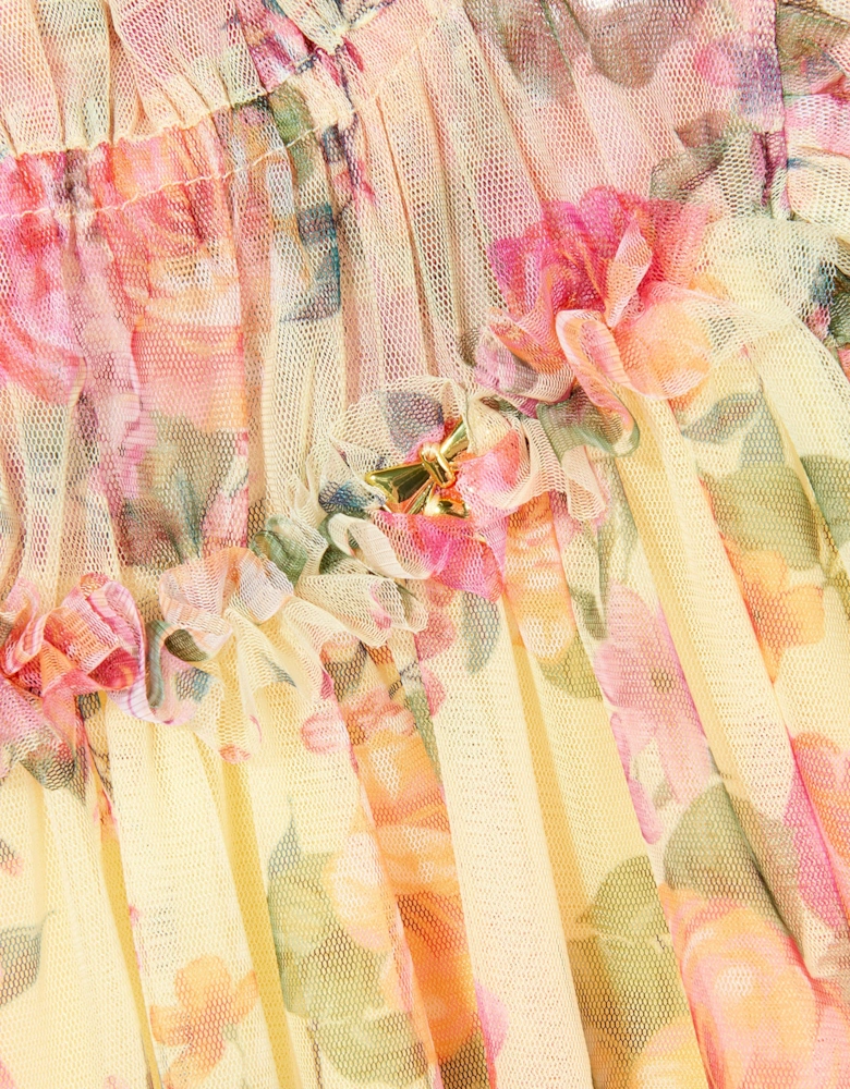 Angels Face Girls Hettie Bold Floral Print Dress in Yellow