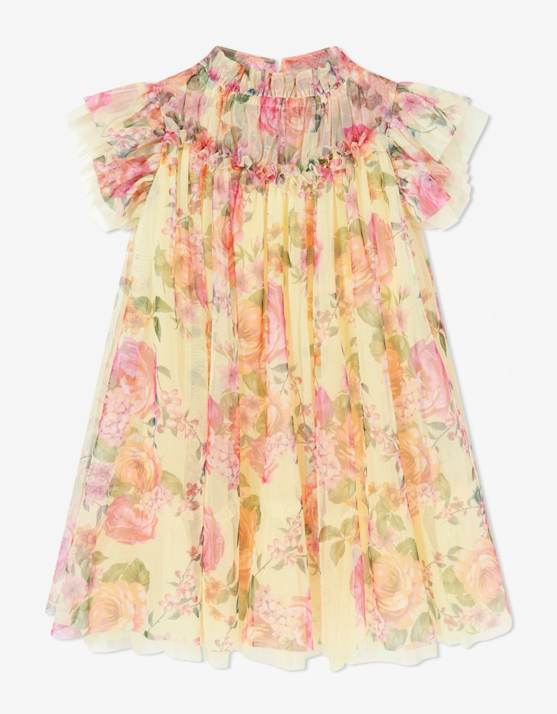 Angels Face Girls Hettie Bold Floral Print Dress in Yellow