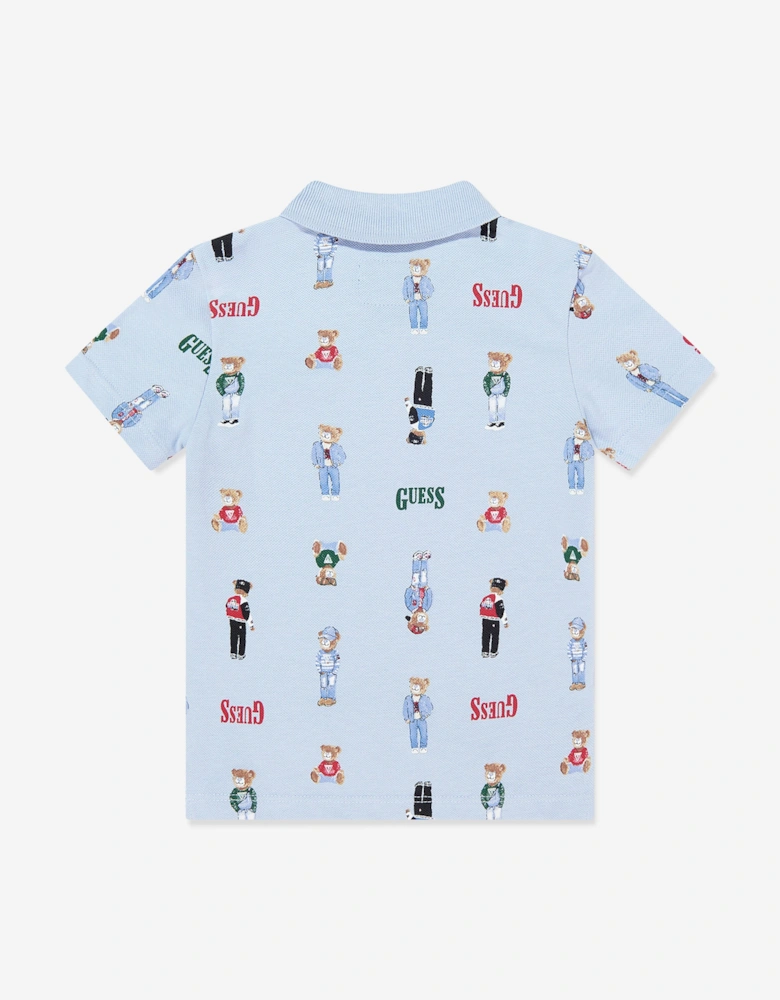 Boys Bear Polo Shirt in Blue