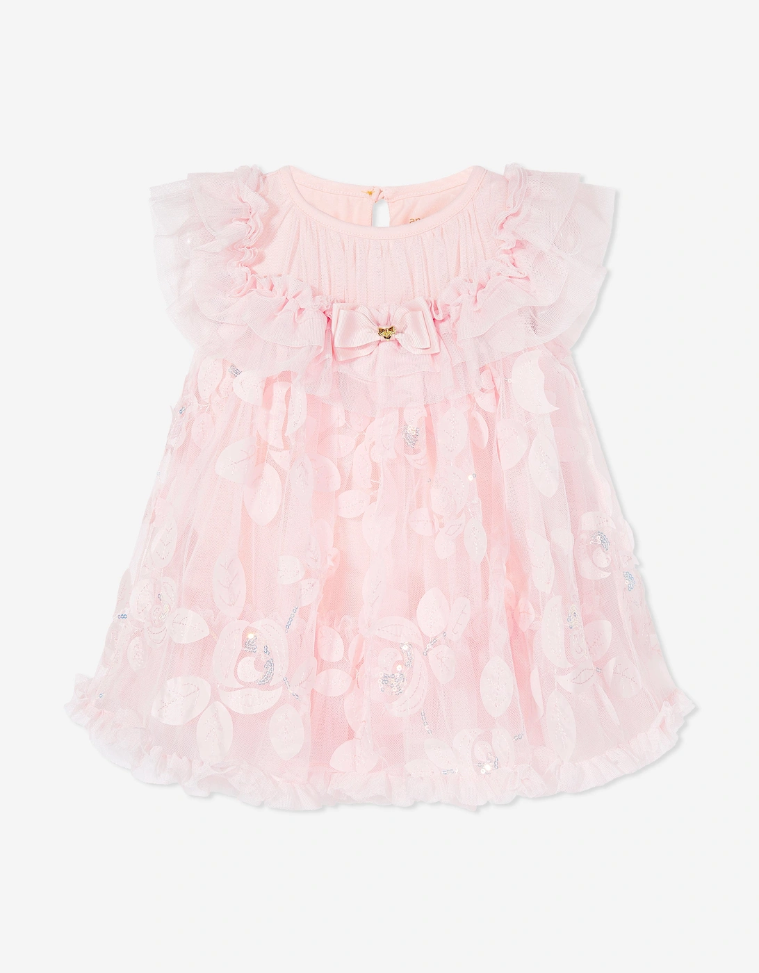 Angels Face Baby Girls Dominique Embroidered 3D Bud Dress in Pink, 5 of 4