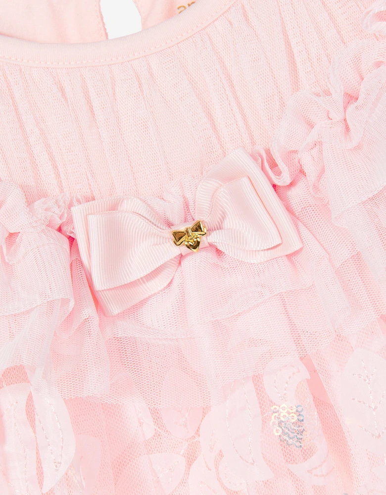 Angels Face Baby Girls Dominique Embroidered 3D Bud Dress in Pink