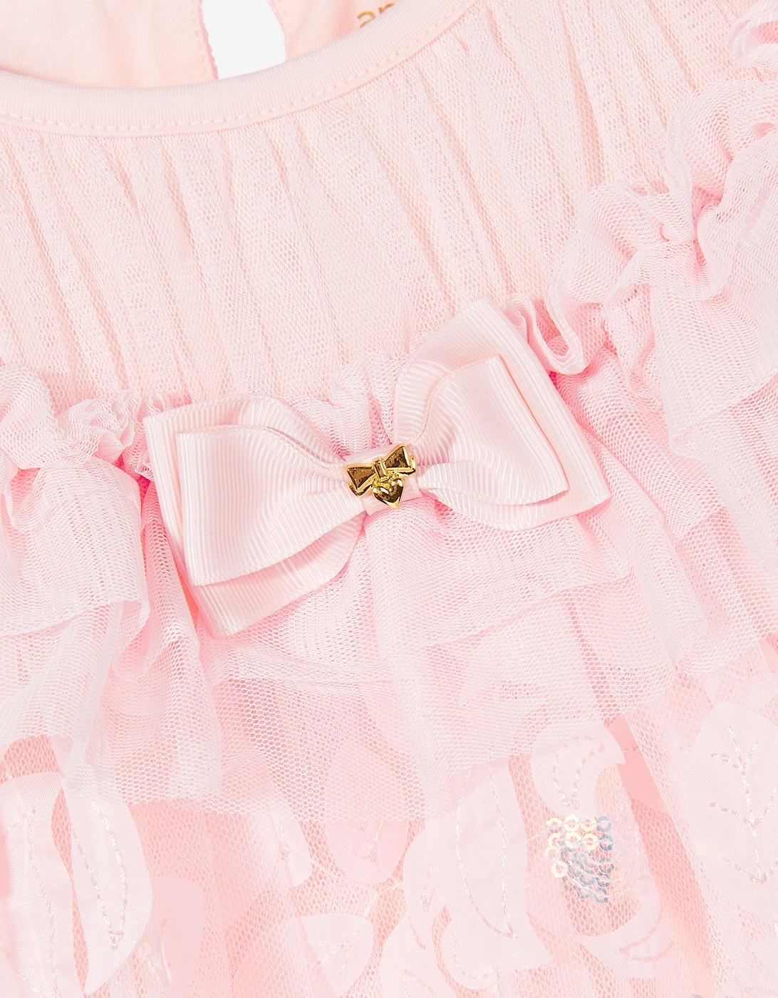 Angels Face Baby Girls Dominique Embroidered 3D Bud Dress in Pink