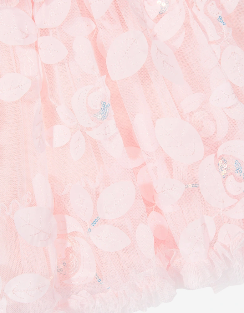 Angels Face Baby Girls Dominique Embroidered 3D Bud Dress in Pink