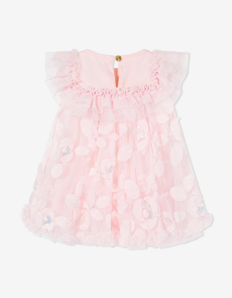 Angels Face Baby Girls Dominique Embroidered 3D Bud Dress in Pink