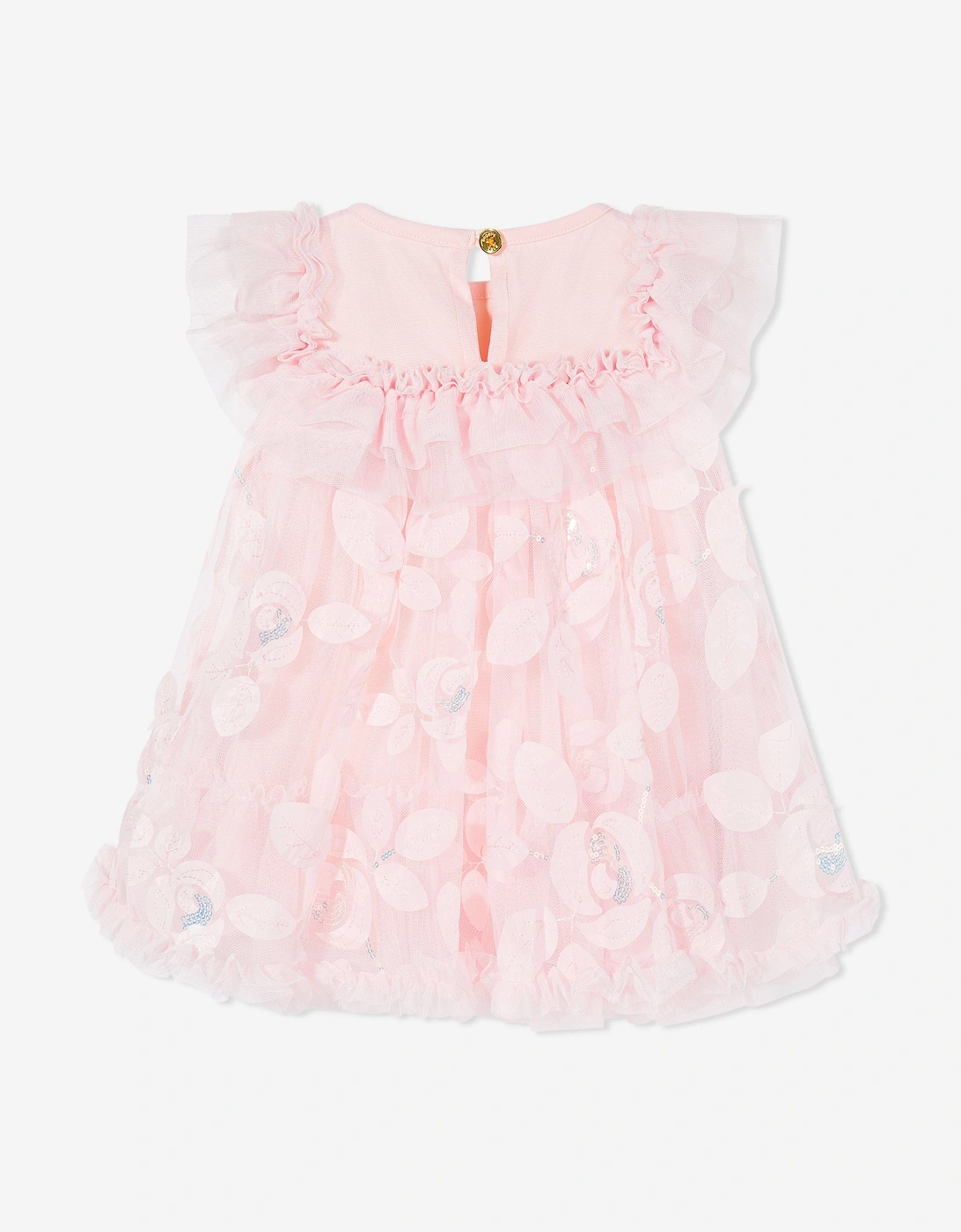 Angels Face Baby Girls Dominique Embroidered 3D Bud Dress in Pink
