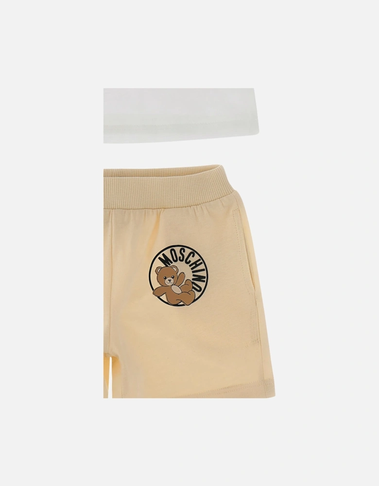 BABY/TODDLER WHITE/BEIGE SHORTS SET M6G00M