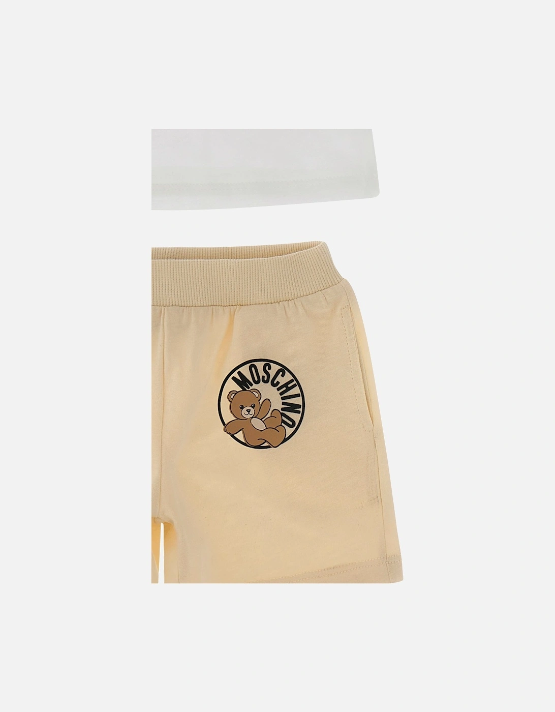 BABY/TODDLER WHITE/BEIGE SHORTS SET M6G00M