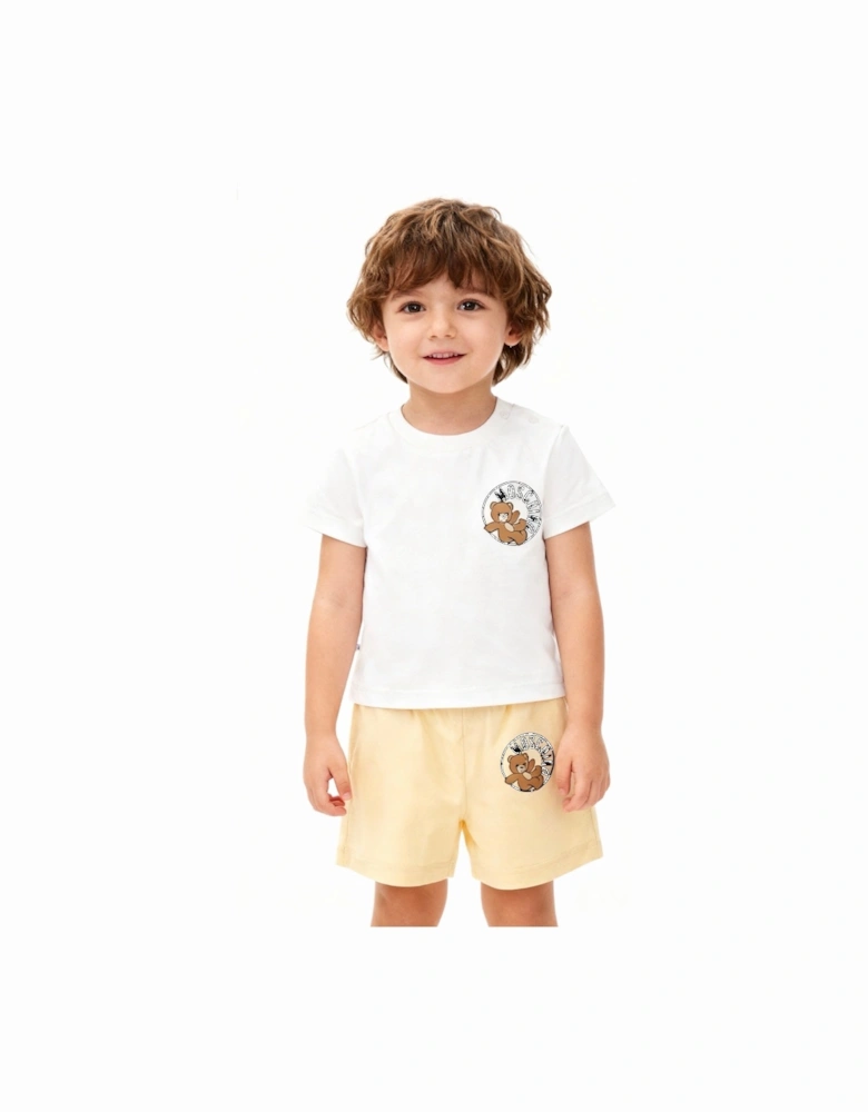 BABY/TODDLER WHITE/BEIGE SHORTS SET M6G00M