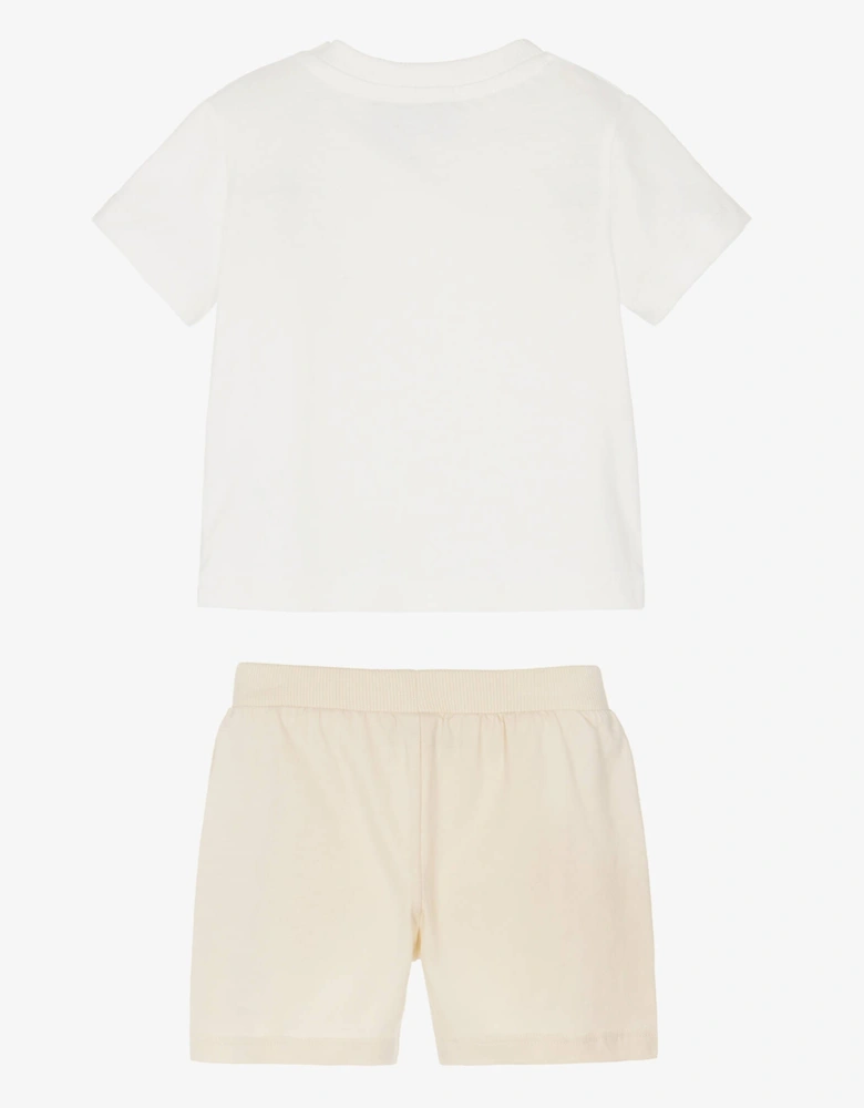 BABY/TODDLER WHITE/BEIGE SHORTS SET M6G00M