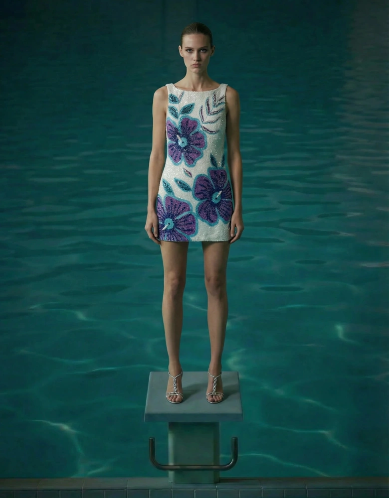 Royal Hibiscus Dress White