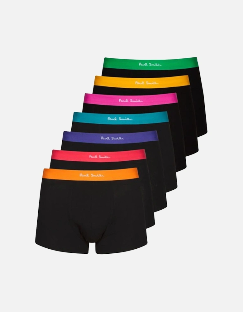 7-Pack Men's Trunks, Black with Coloured Waistbands