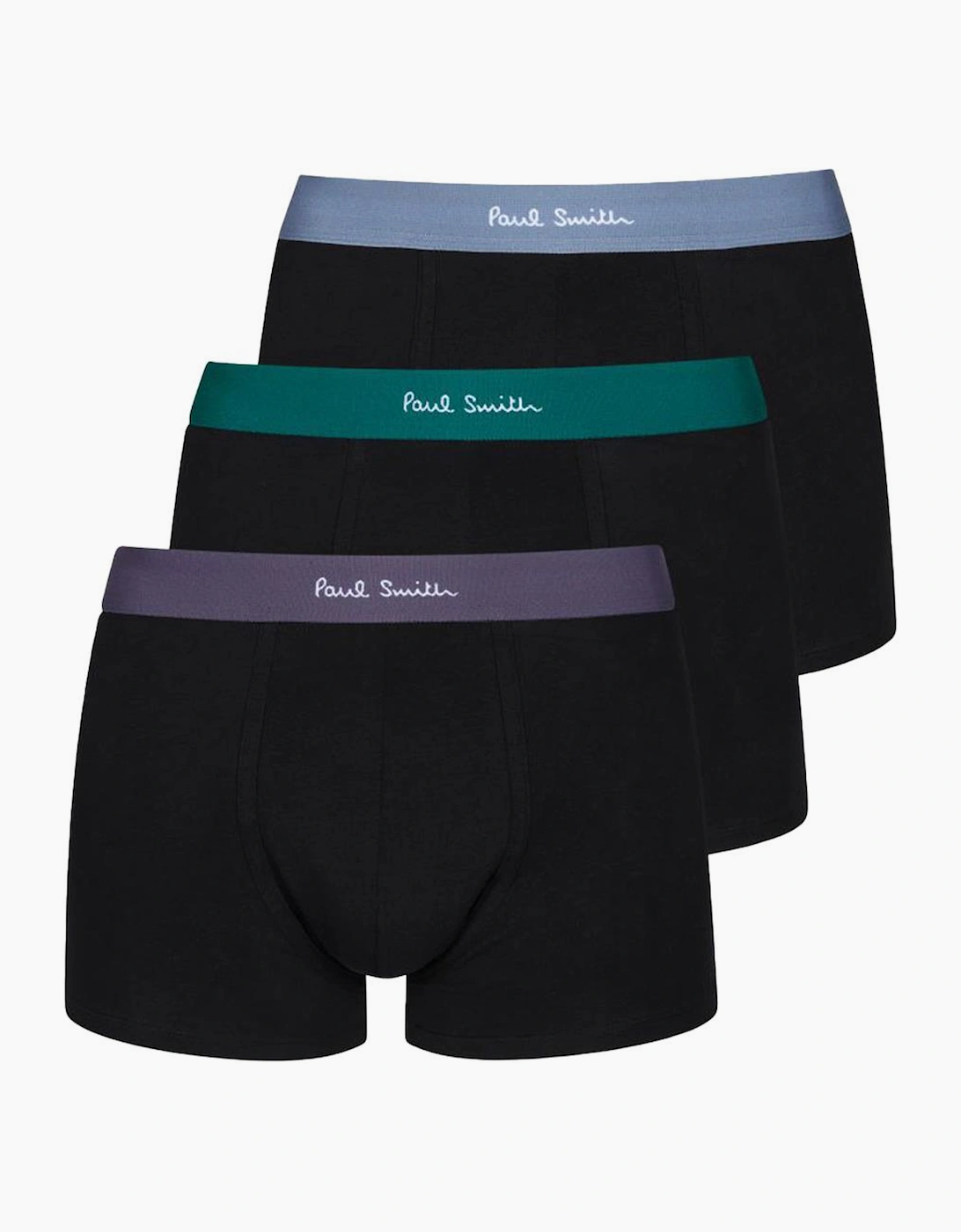 Paul Smith Men's Black 3-Pack Classic Boxer Trunks, With Mixed Coloured Waistbands - : 32/30/31 Small