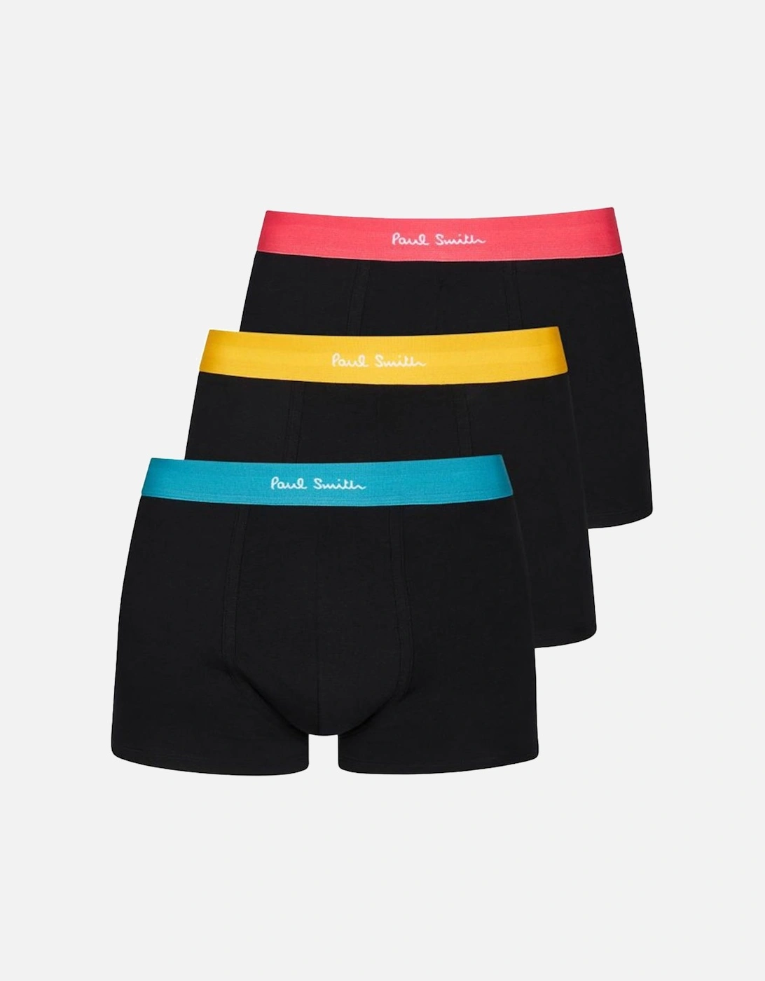 3-Pack Classic Boxer Trunks, Black with Mixed Waistbands, 2 of 1
