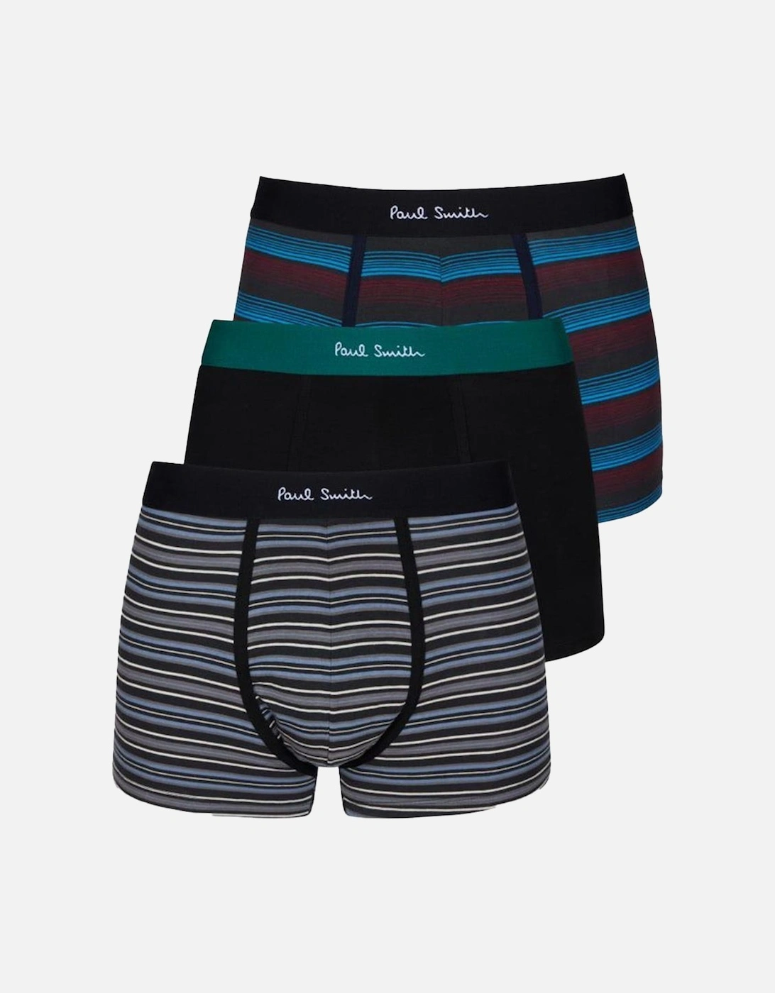 3-Pack Plain/Stripe Mix Trunks, Multi Coloured, 4 of 3