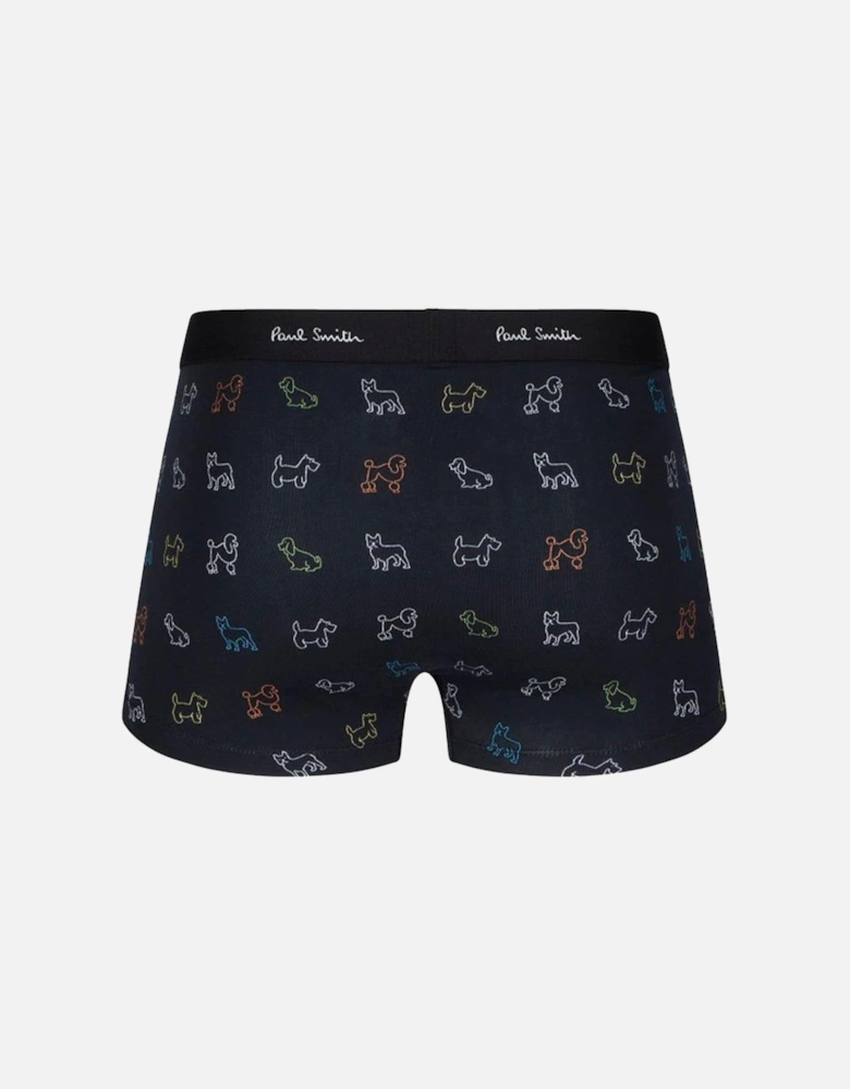 Men's Boxer Trunk Sketch Dogs, Black