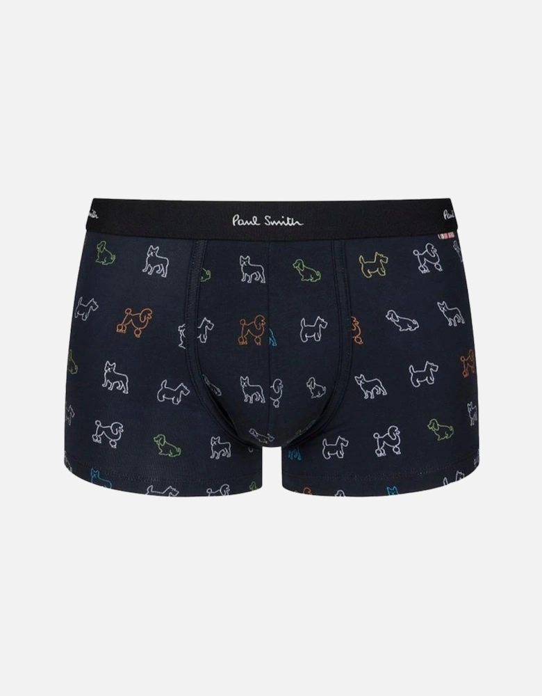 Men's Boxer Trunk Sketch Dogs, Black