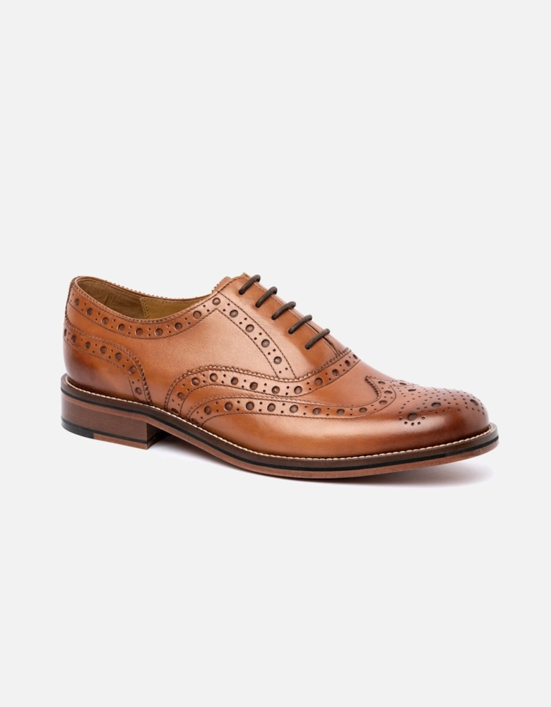 Oxford Brogue Leather Men's Tan Burnish Shoes
