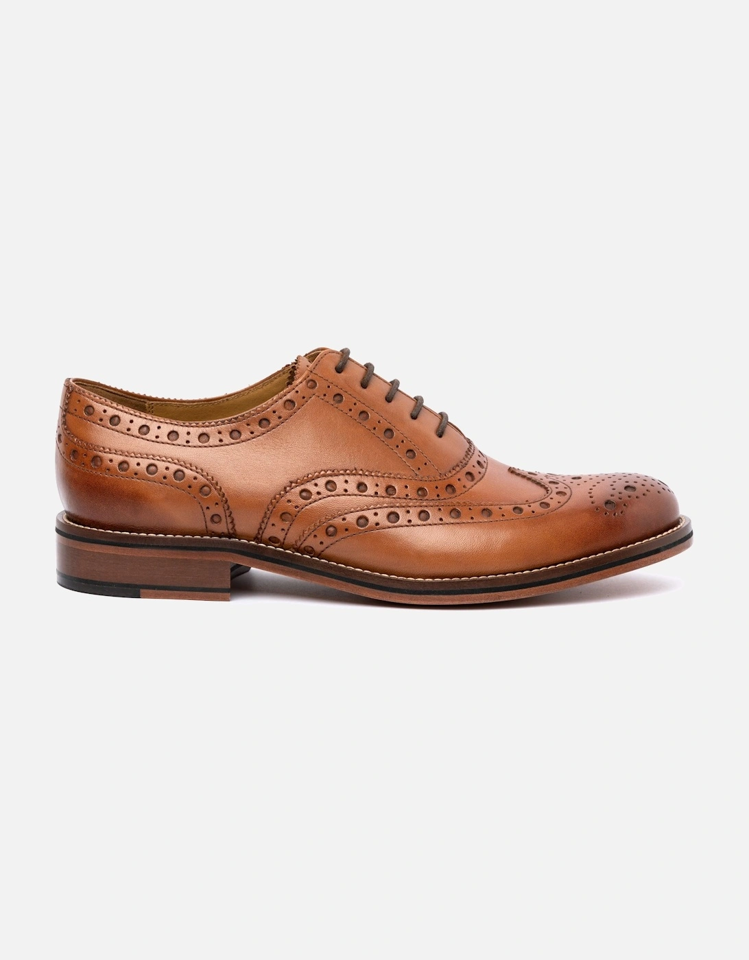 Oxford Brogue Leather Men's Tan Burnish Shoes