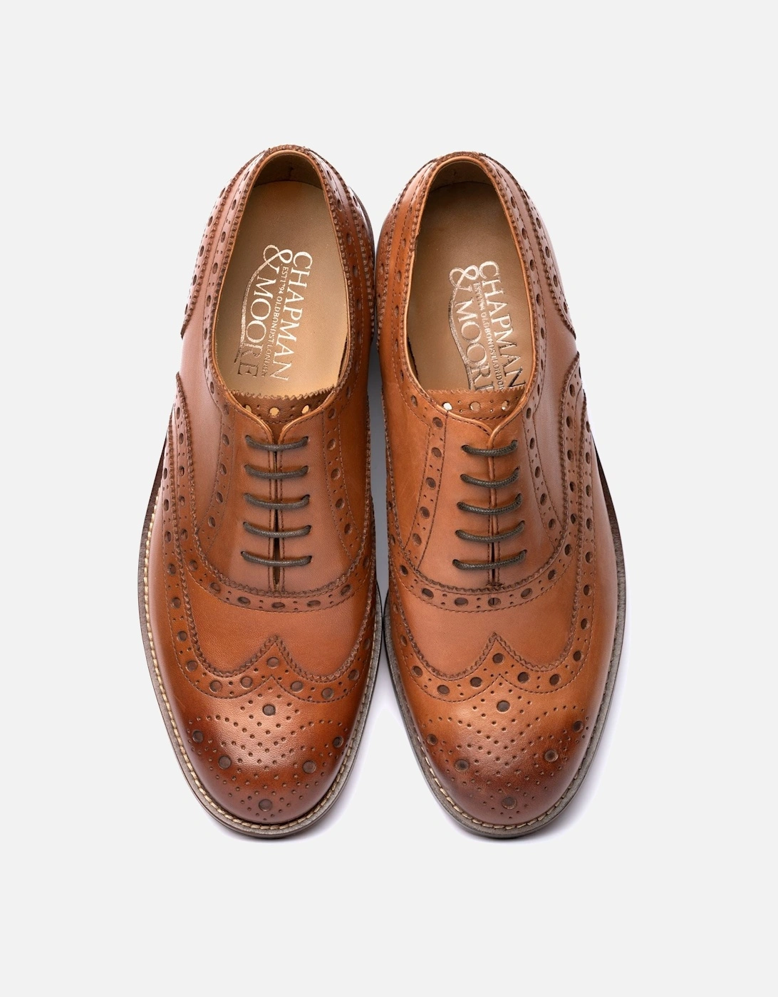 Oxford Brogue Leather Men's Tan Burnish Shoes