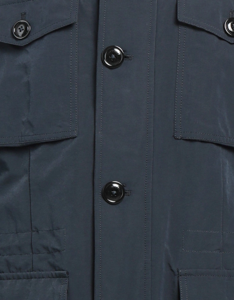 Men's Navy Techno Fabric Lined Hooded Jacket