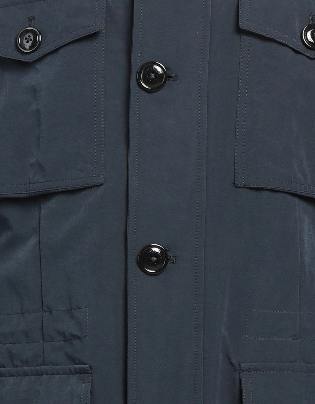 Men's Navy Techno Fabric Lined Hooded Jacket
