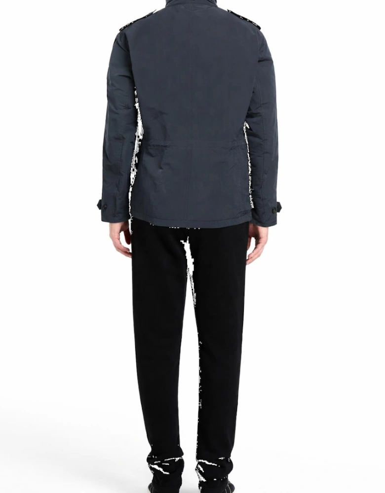 Men's Navy Techno Fabric Lined Hooded Jacket