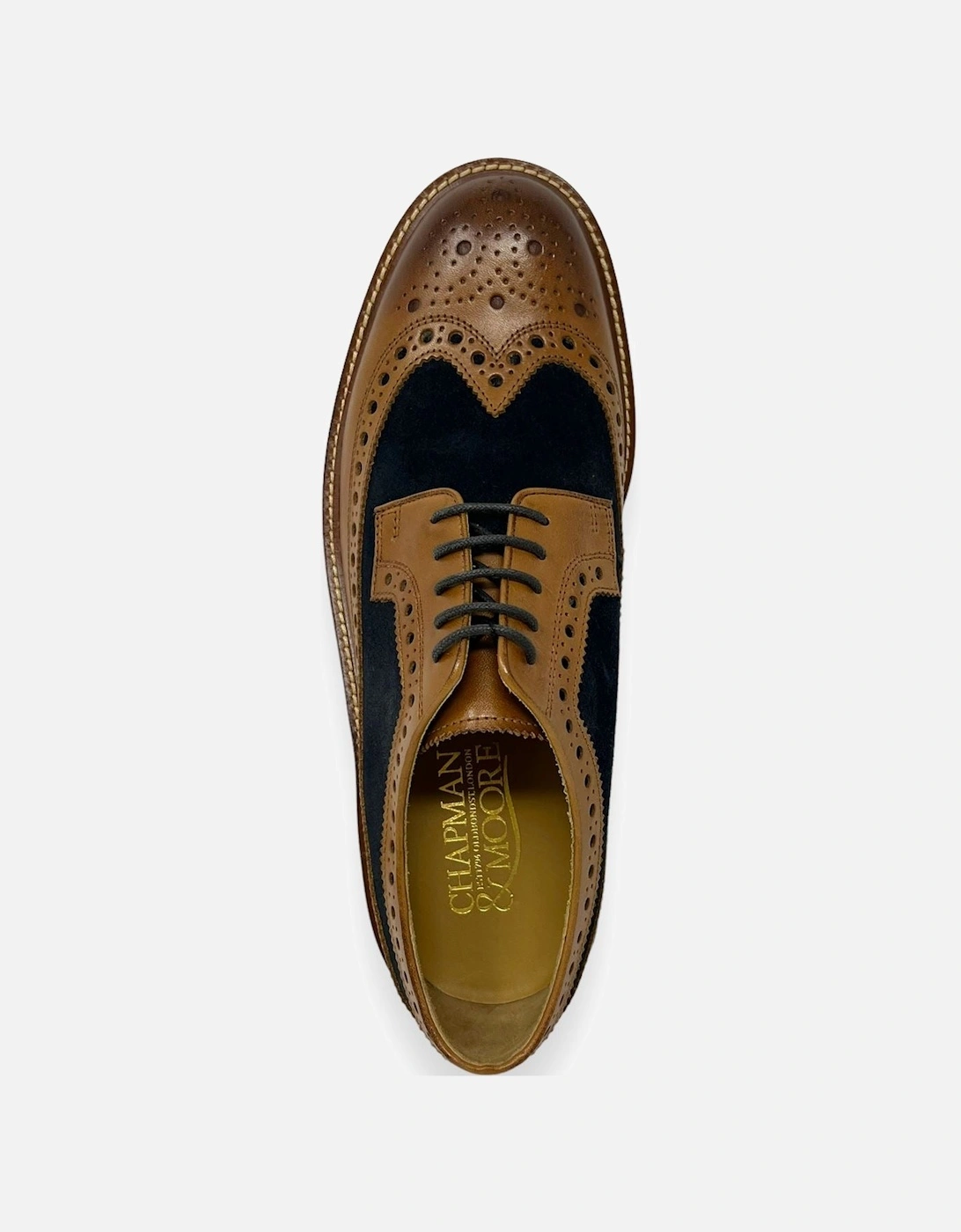 Longwing Brogue Leather/Suede Men's Tan/Navy Shoes