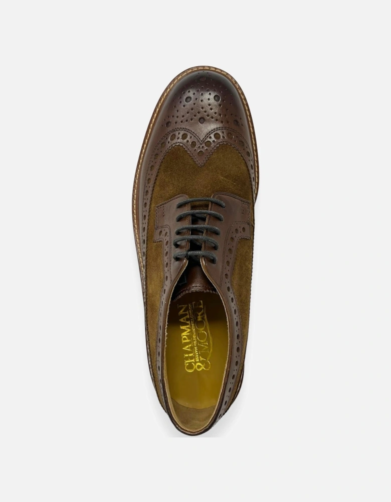 Longwing Brogue Leather/Suede Men's Mahogany/Tobacco Shoes