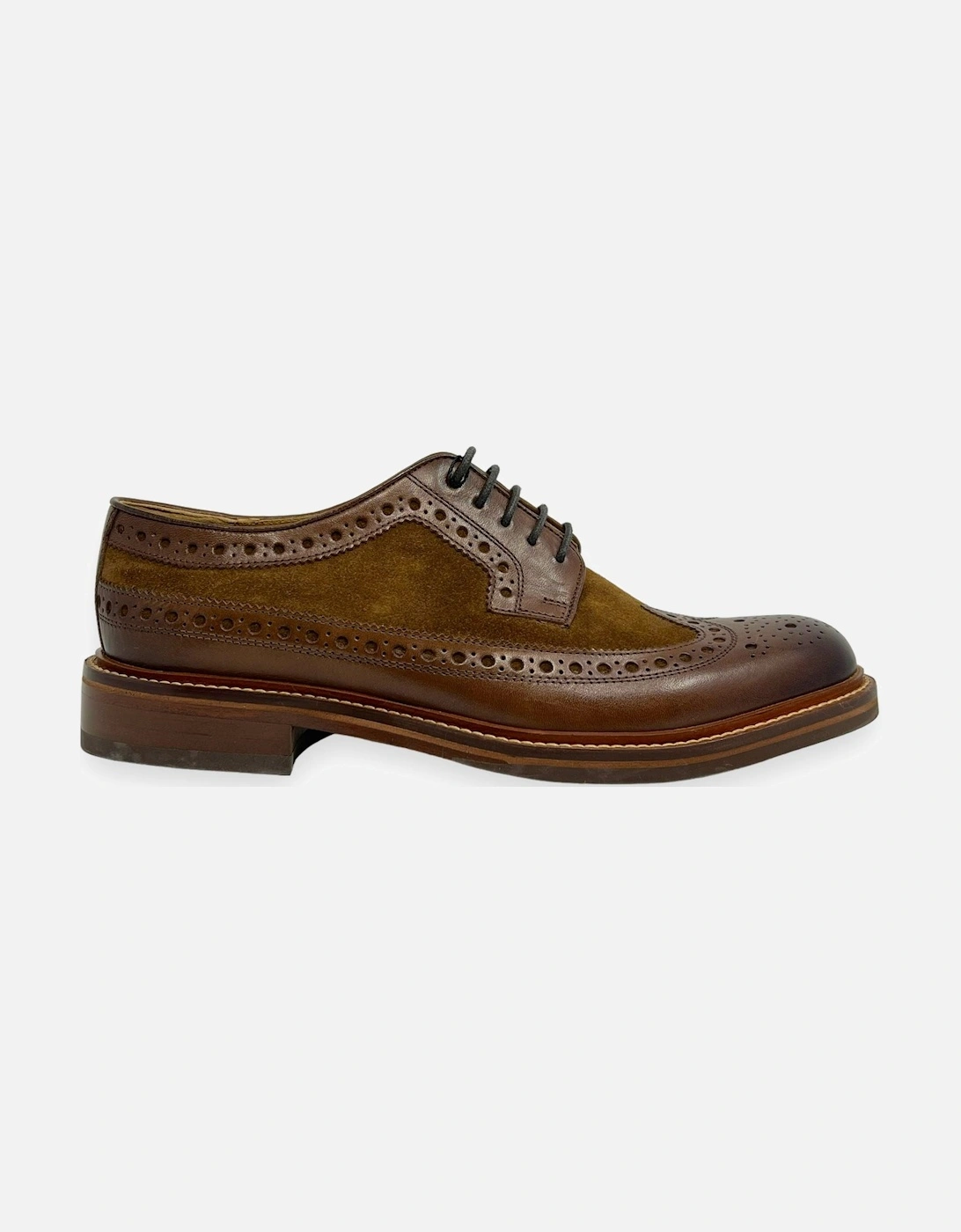 Longwing Brogue Leather/Suede Men's Mahogany/Tobacco Shoes