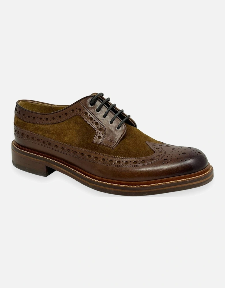 Longwing Brogue Leather/Suede Men's Mahogany/Tobacco Shoes