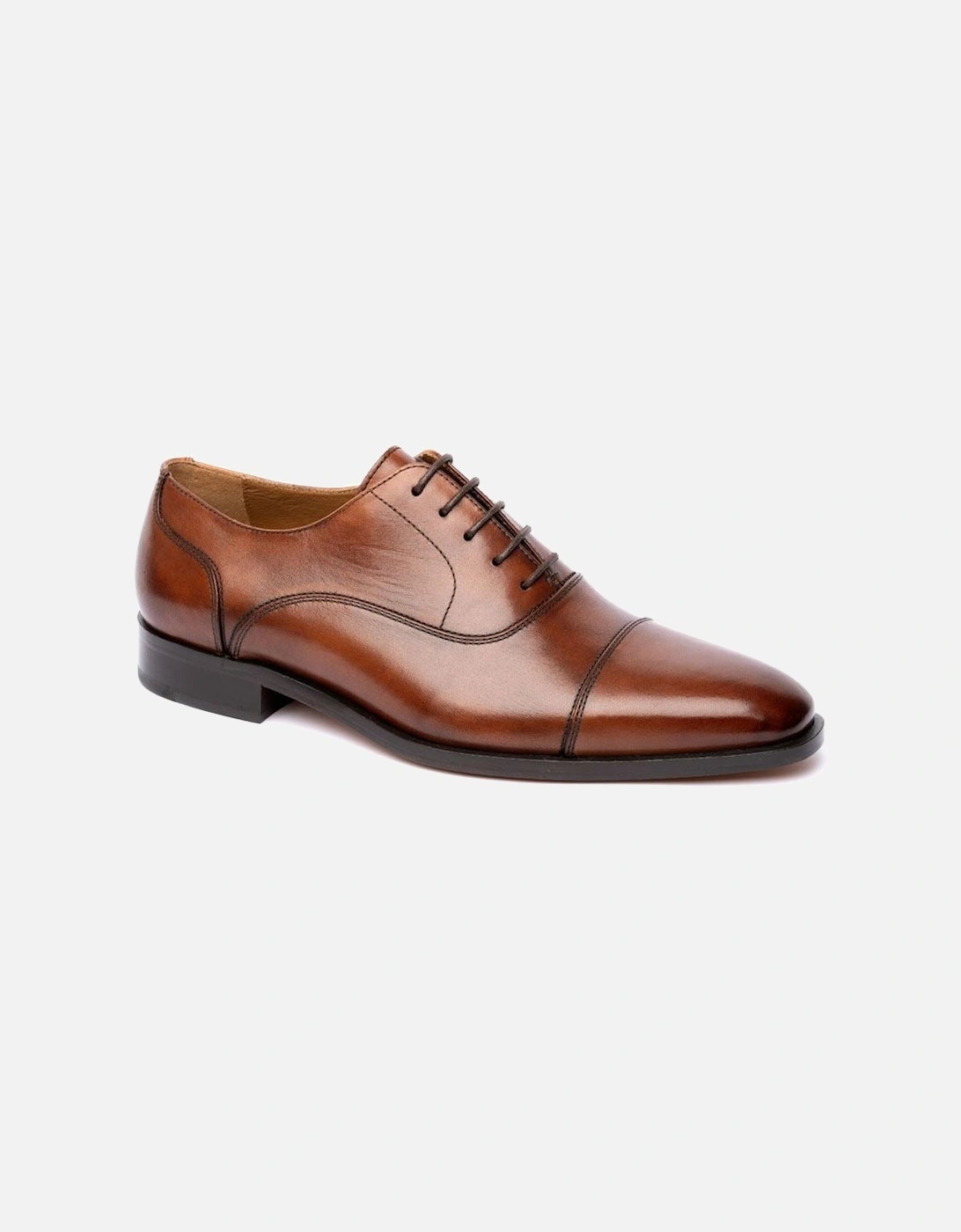 Toe Cap Oxford Leather Men's Chocolate Shoes, 5 of 4