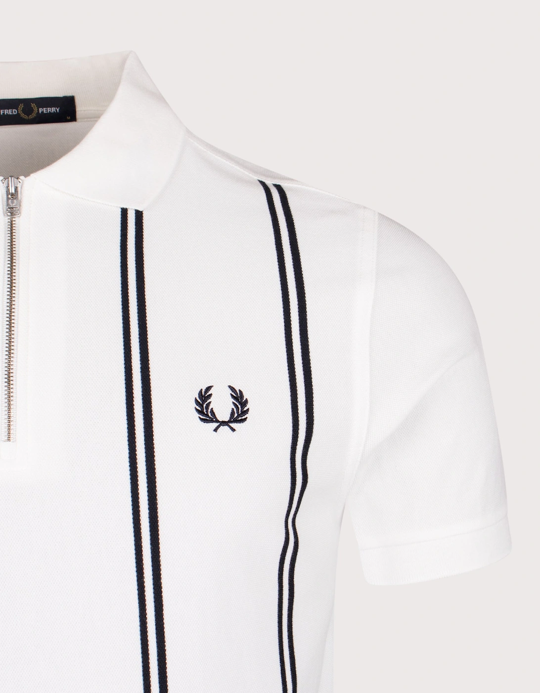 Vertical Stripe Zip Neck Polo Shirt