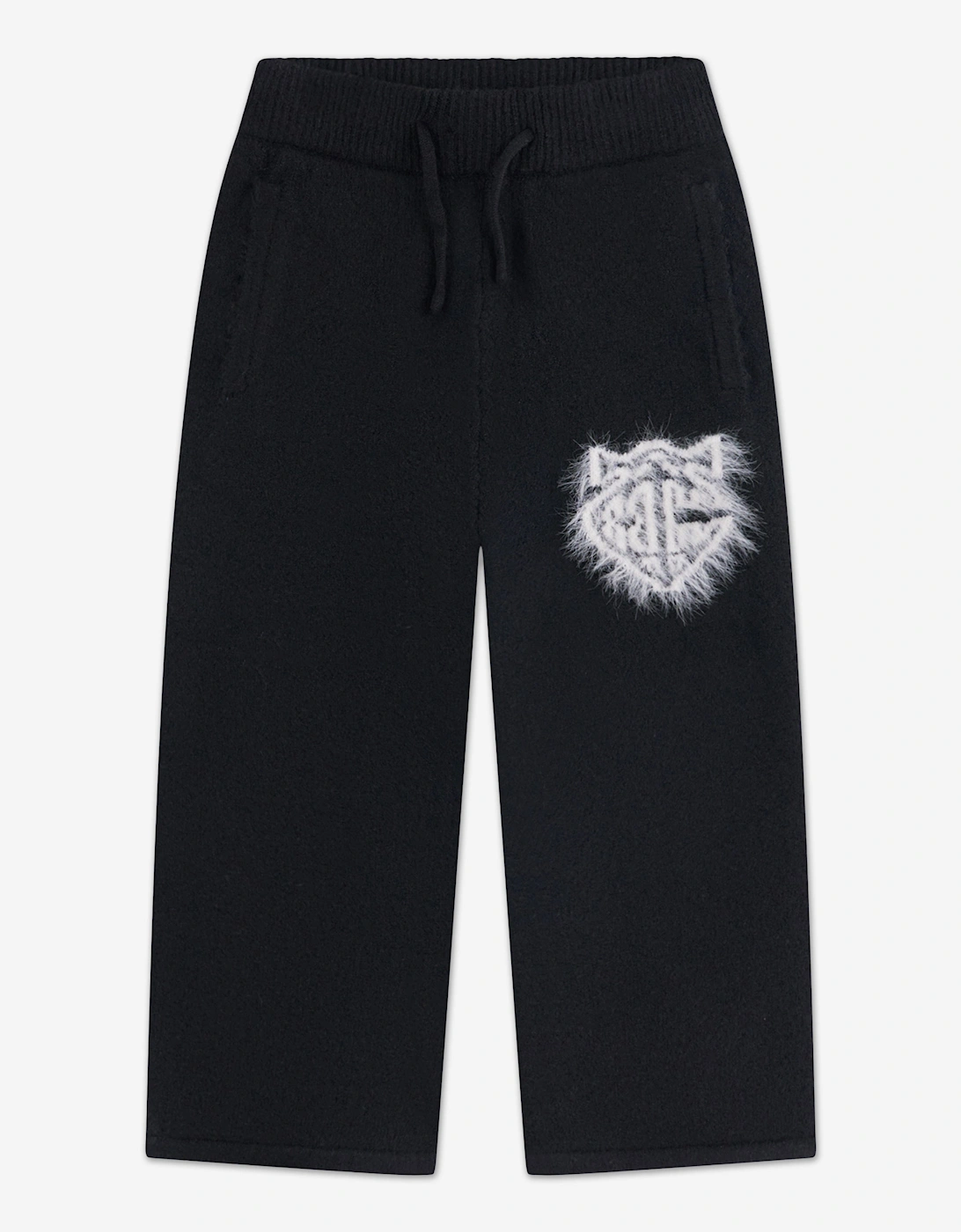 Kids Monogram Emblem Fluffy Knit Joggers in Black, 5 of 4