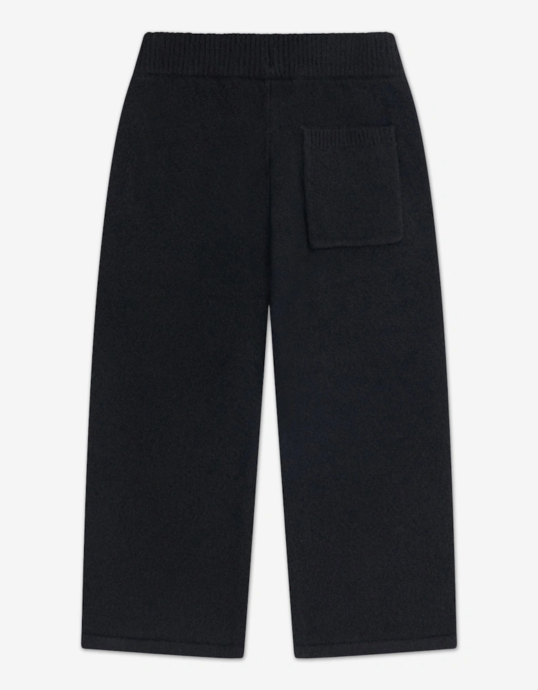 Kids Monogram Emblem Fluffy Knit Joggers in Black